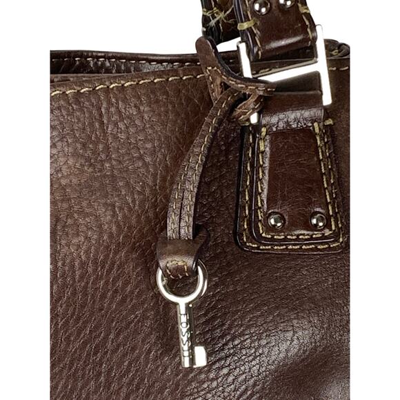 Fossil Brown Pebbled Leather Double Handle Shoulder Bag and Wallet Set - Picture 7 of 14